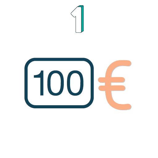 step 1- 100 €