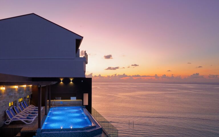 Beautiful Arena Beach Hotel on Maafushi Island.