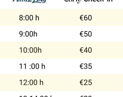 prices for early check-in for Amazzzing Travel